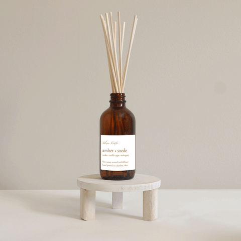 Amber + Suede Reed Diffuser – Olive Roots